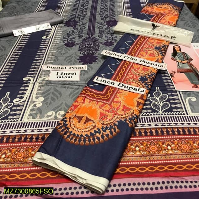 3 pcs Linen digital printing