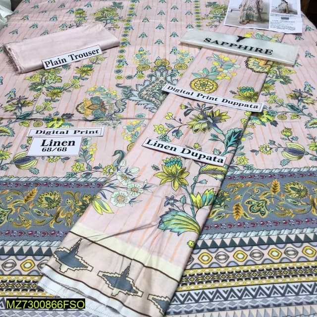 3pcs Linen digital printing for women