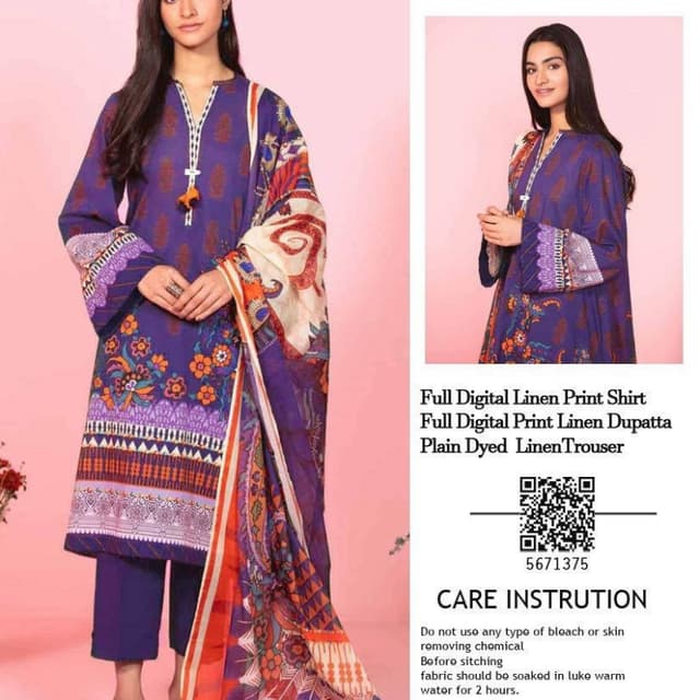3pcs linen digital printing
