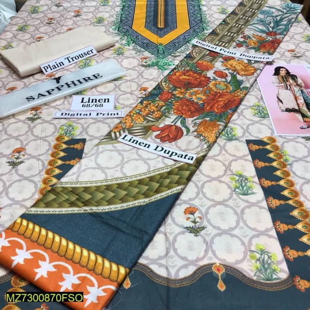 3pcs linen digital printing for women