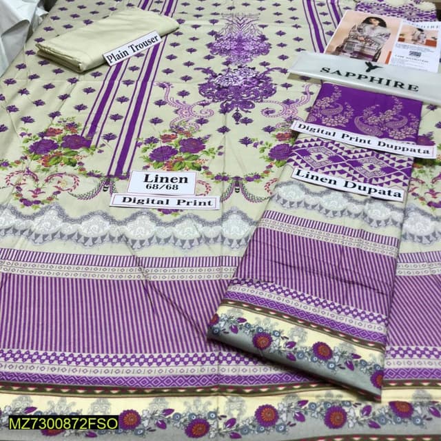 3 pcs Linen digital printing for women