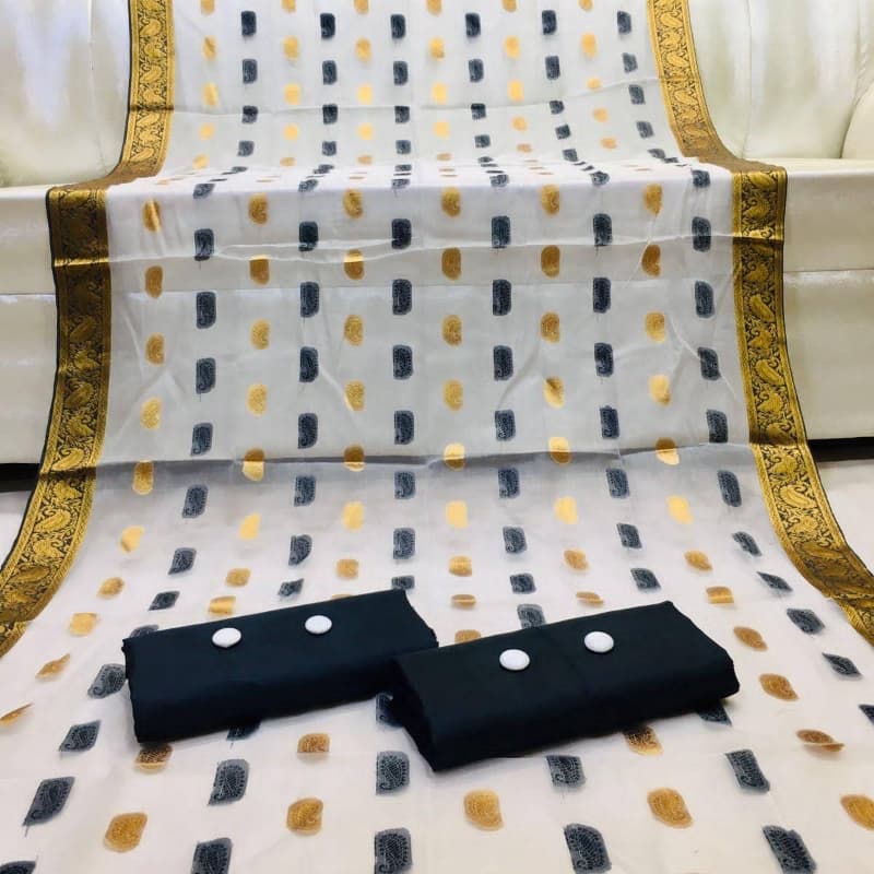 3 pcs katan silk women unstitch suit