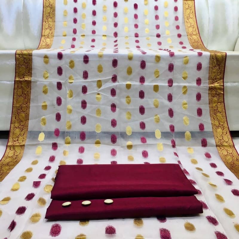 3 pcs katan silk women unstitch suit