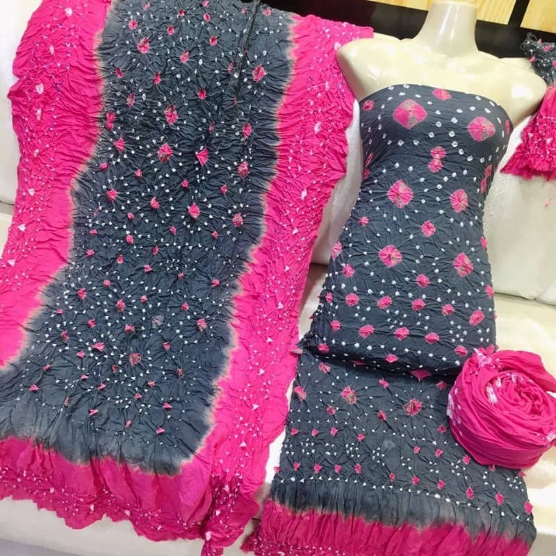 3 pcs Linen handmade chunri suit