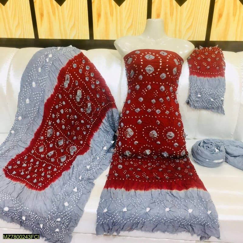 3 pcs Linen handmade chunri suit