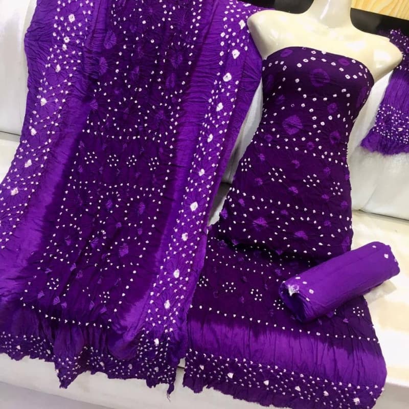 3 pcs Linen handmade chunri suit