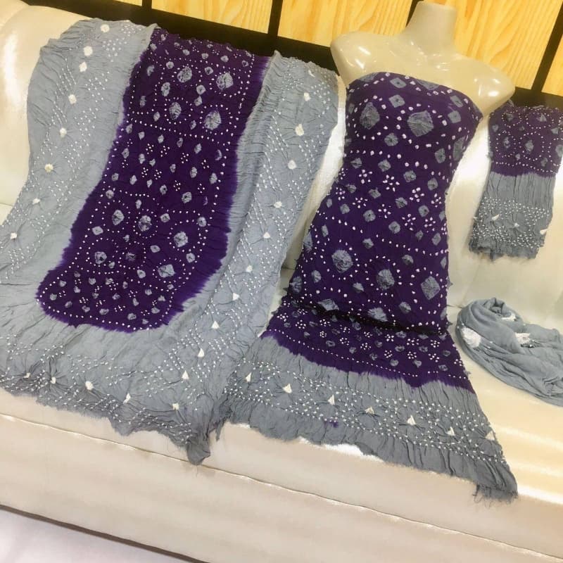 3 pcs Linen handmade chunri suit