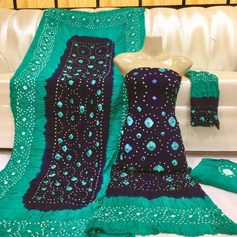 3 pcs Linen handmade chunri suit