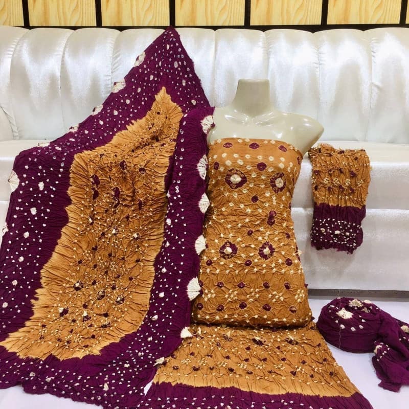 3 pcs Linen handmade chunri suit