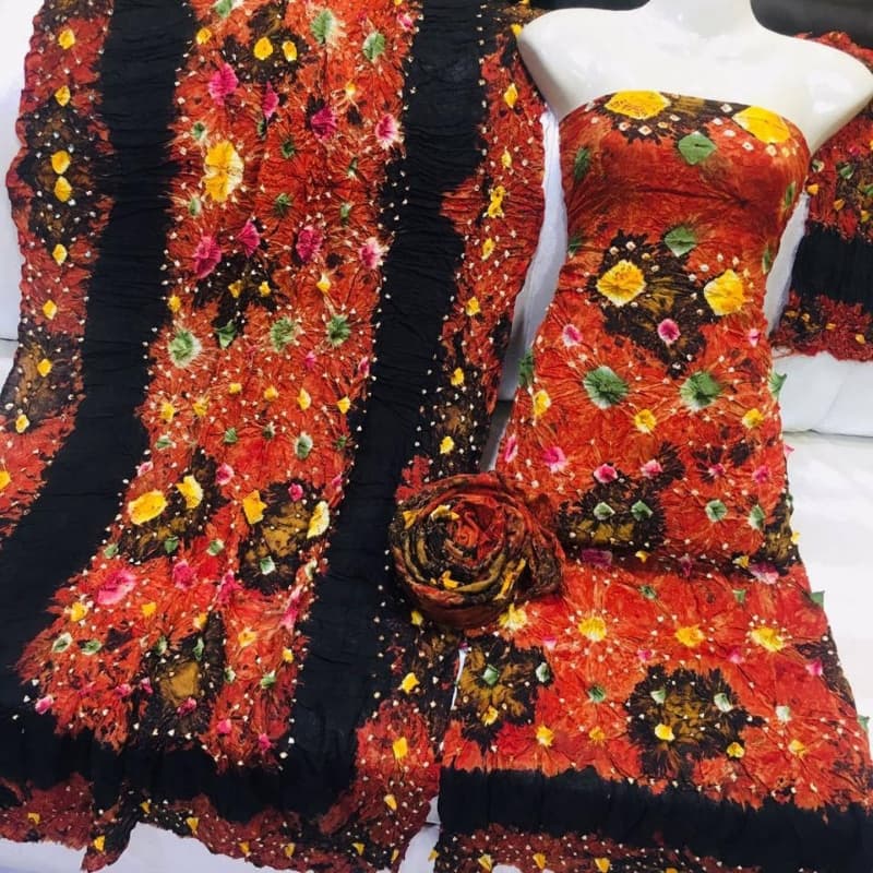 3 pcs Linen handmade chunri suit